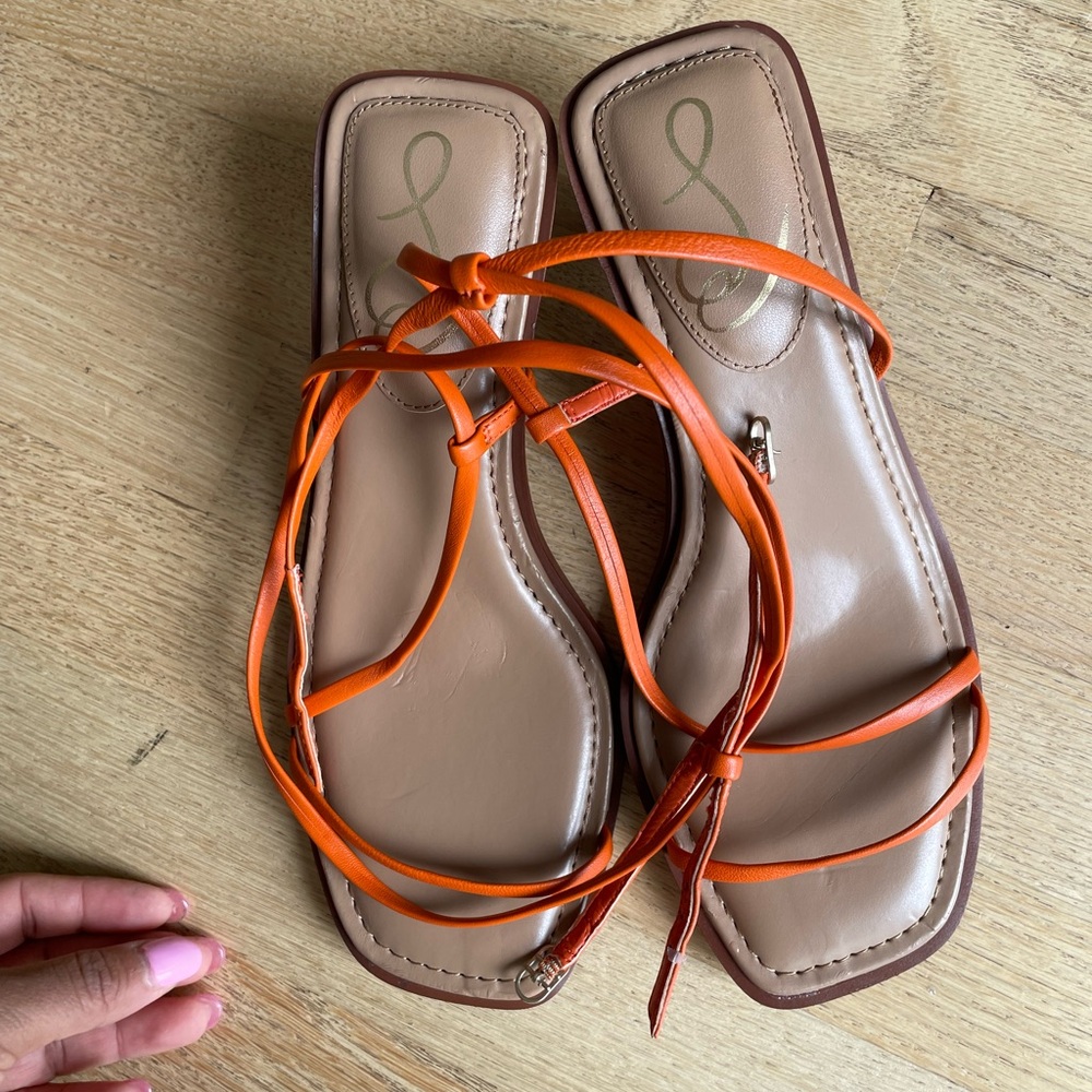 Sam Edelman Orange Brown Sandals Minimalist Design